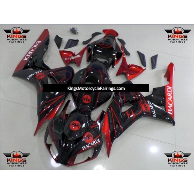 Honda CBR1000RR (2006-2007) Black & Candy Red Bacardi Fairings No Seat Cowl No Bolt Kit No Tank
