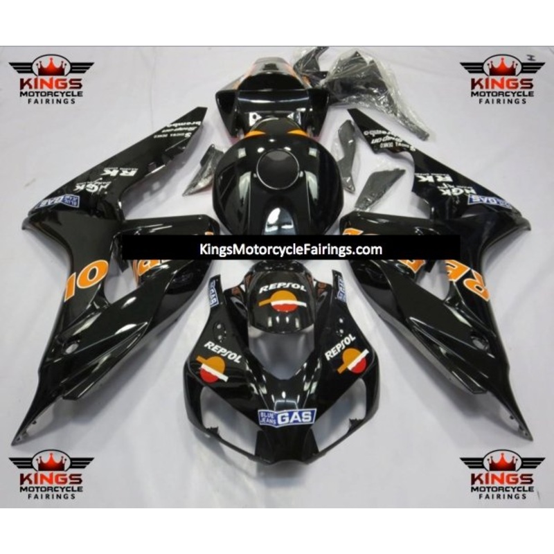 Honda CBR1000RR (2006-2007) Black & Orange Repsol Fairings No Seat Cowl No Bolt Kit No Tank