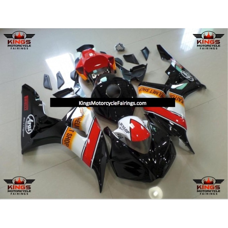 Honda CBR1000RR (2006-2007) Black, Red, White & Orange Dunlop Fairings No Seat Cowl No Bolt Kit No Tank