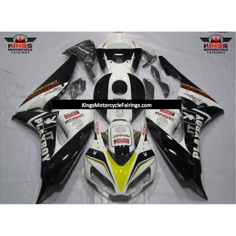 Honda CBR1000RR (2006-2007) Black, White & Yellow Playboy Fairings No Seat Cowl No Bolt Kit No Tank