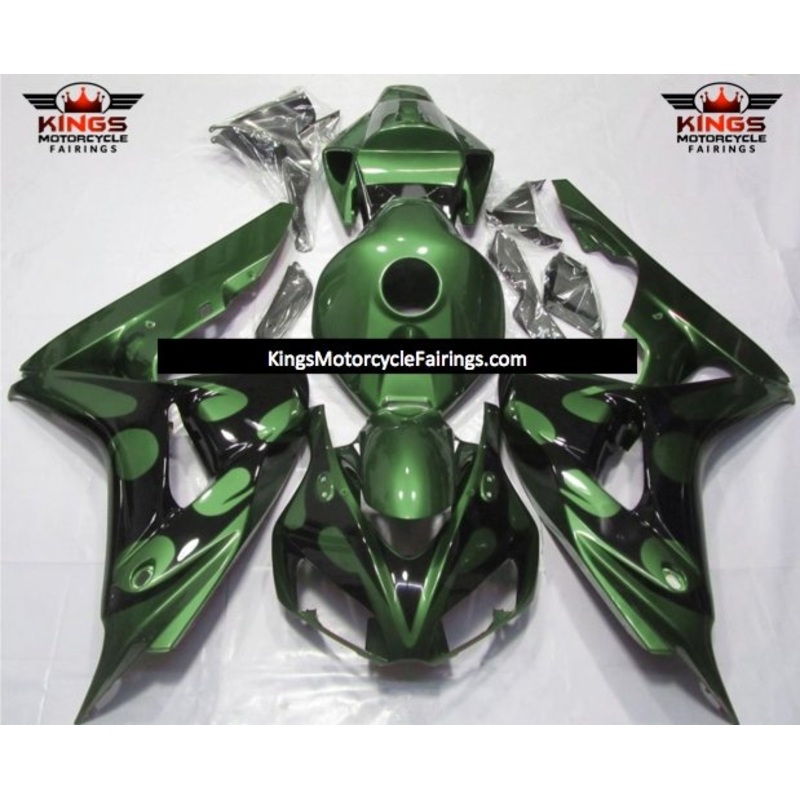 Honda CBR1000RR (2006-2007) Green & Black Tribal Fairings No Seat Cowl No Bolt Kit No Tank