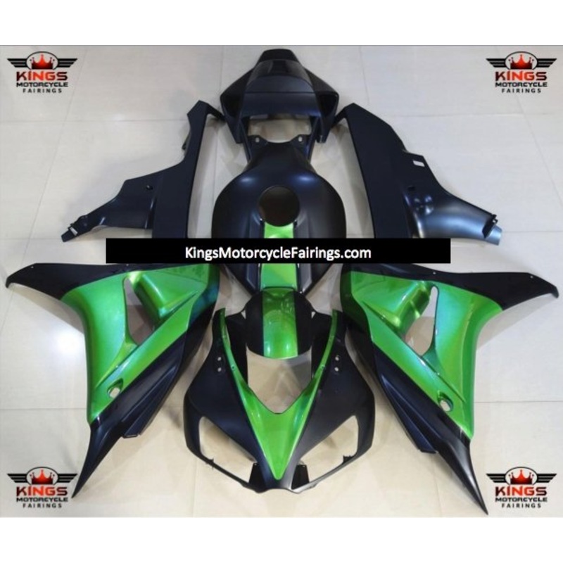 Honda CBR1000RR (2006-2007) Matte Black & Green Fairings No Seat Cowl No Bolt Kit No Tank