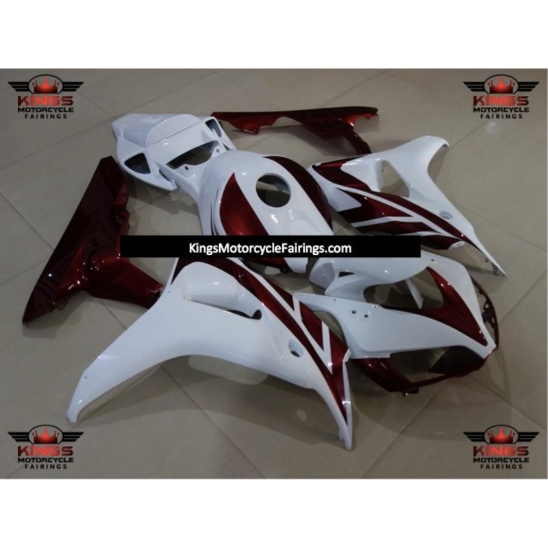 Honda CBR1000RR (2006-2007) White & Dark Red Fairings No Seat Cowl No Bolt Kit No Tank