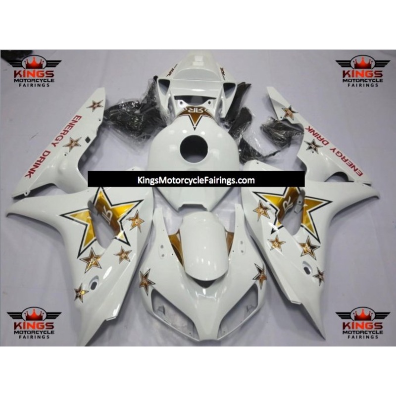 Honda CBR1000RR (2006-2007) White & Gold Rockstar Fairings No Seat Cowl No Bolt Kit No Tank