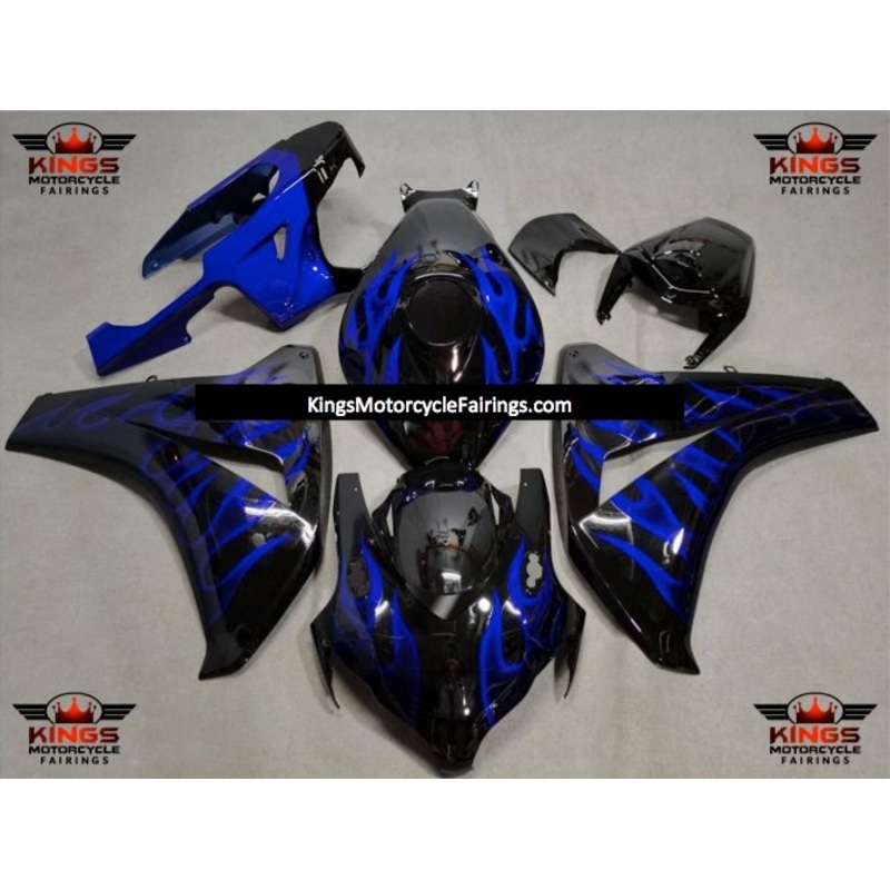 Honda CBR1000RR (2008-2011) Black & Blue Flame Fairings No Seat Cowl No Bolt Kit No Tank