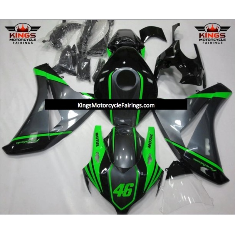 Honda CBR1000RR (2008-2011) Black, Green & Gray Motul Fairings No Seat Cowl No Bolt Kit No Tank