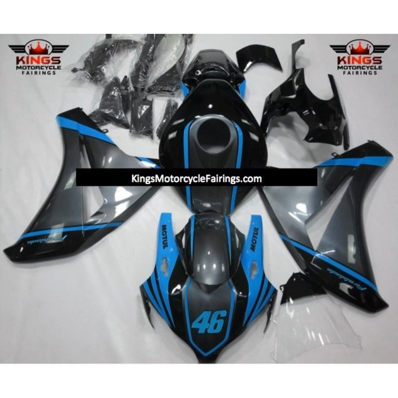 Honda CBR1000RR (2008-2011) Black, Light Blue & Gray Motul Fairings No Seat Cowl No Bolt Kit No Tank