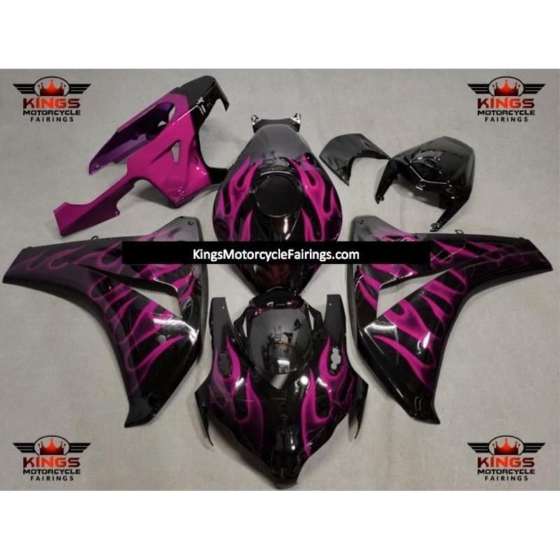 Honda CBR1000RR (2008-2011) Black & Pink Flame Fairings No Seat Cowl No Bolt Kit No Tank
