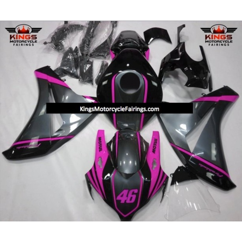 Honda CBR1000RR (2008-2011) Black, Pink & Gray Motul Fairings No Seat Cowl No Bolt Kit No Tank
