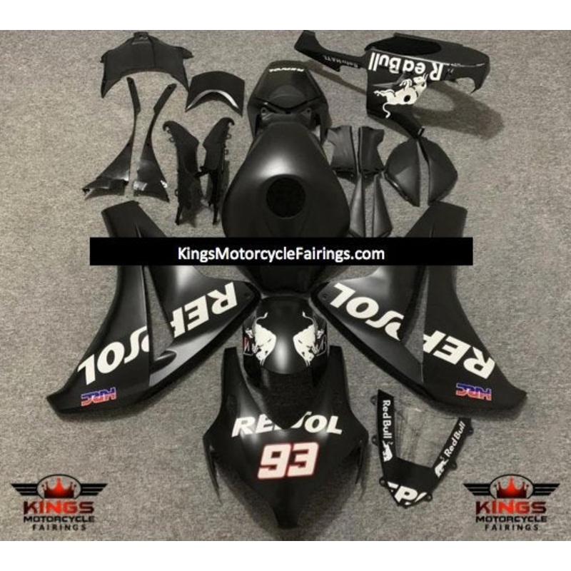 Honda CBR1000RR (2008-2011) Matte Black Repsol RedBull Fairings No Seat Cowl No Bolt Kit No Tank