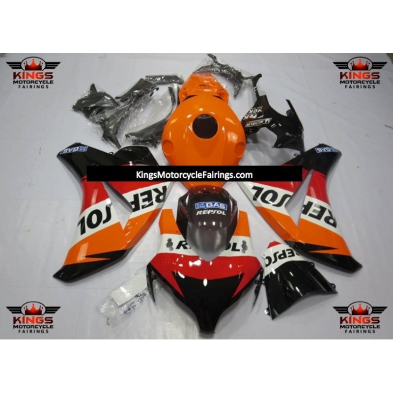 Honda CBR1000RR (2008-2011) Orange, Red, White & Black Repsol Fairings No Seat Cowl No Bolt Kit No Tank