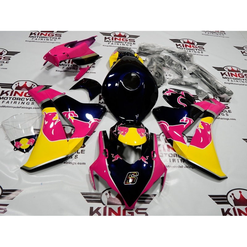 Honda CBR1000RR (2008-2011) Pink, Yellow & Blue Bull Fairings No Seat Cowl No Bolt Kit No Tank
