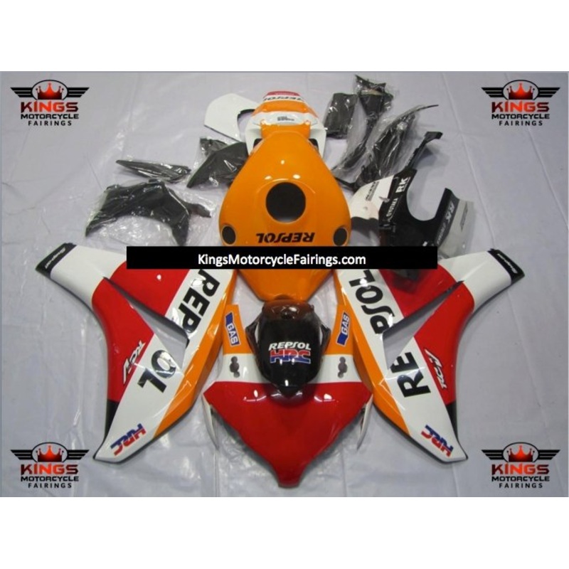 Honda CBR1000RR (2008-2011) Red, White & Orange Repsol RCV Fairings No Seat Cowl No Bolt Kit No Tank