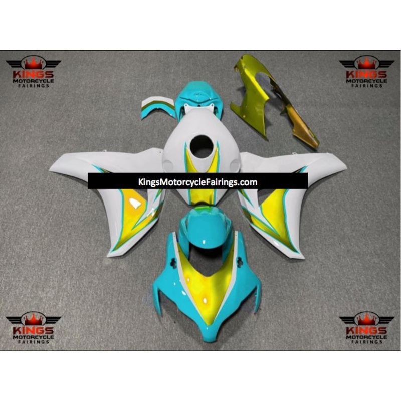 Honda CBR1000RR (2008-2011) Turquoise Blue, Yellow & White Fairings No Seat Cowl No Bolt Kit No Tank