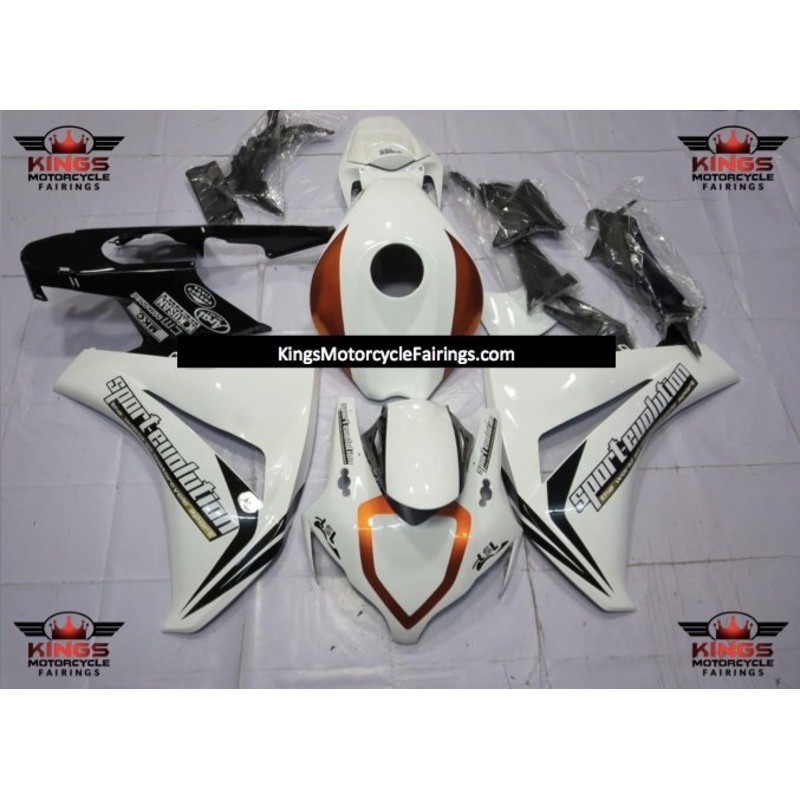 Honda CBR1000RR (2008-2011) White, Black & Orange Sport Evolution Fairings No Seat Cowl No Bolt Kit No Tank
