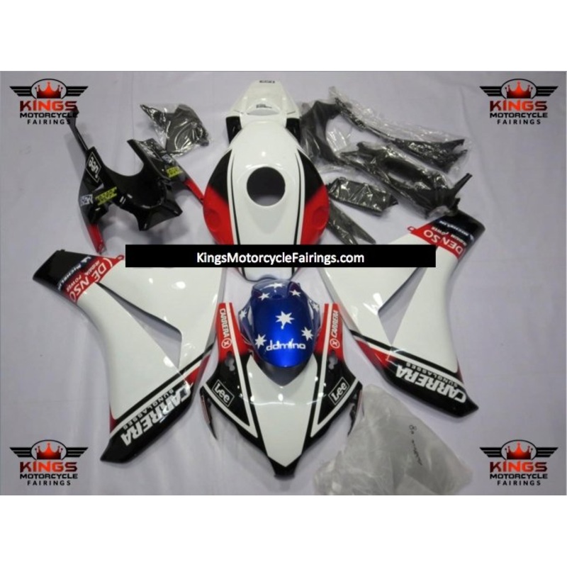 Honda CBR1000RR (2008-2011) White, Black, Red & Blue Carrera Fairings No Seat Cowl No Bolt Kit No Tank