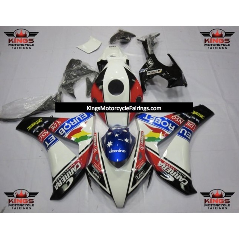 Honda CBR1000RR (2008-2011) White Eurobet Carrera Fairings No Seat Cowl No Bolt Kit No Tank