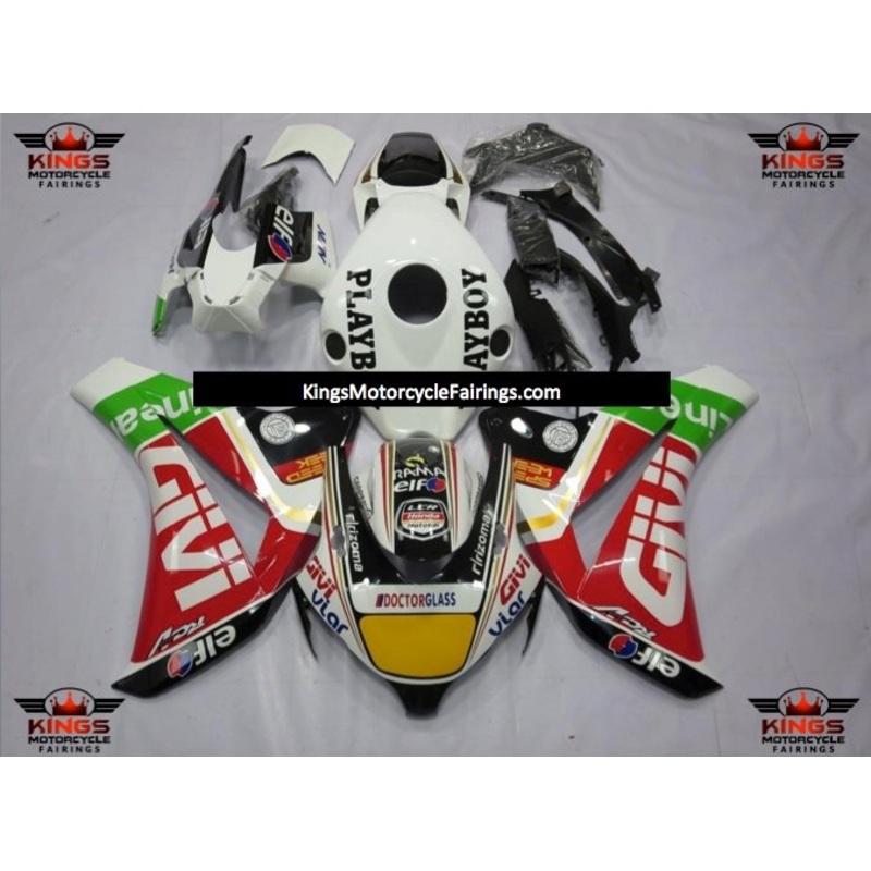 Honda CBR1000RR (2008-2011) White Givi Playboy Fairings No Seat Cowl No Bolt Kit No Tank