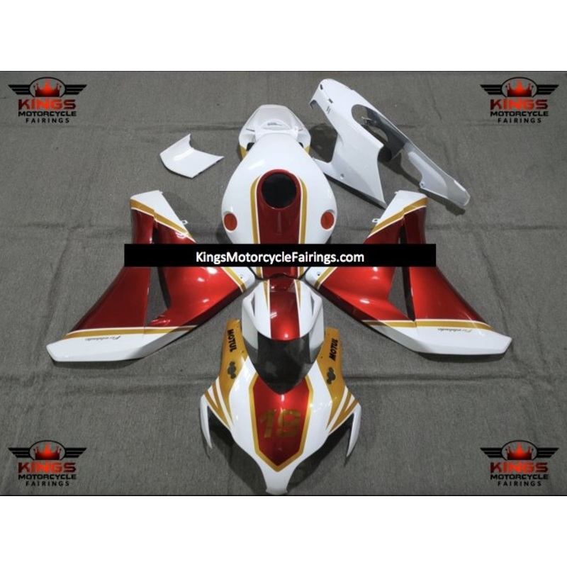 Honda CBR1000RR (2008-2011) White, Gold & Red 19 Fairings No Seat Cowl No Bolt Kit No Tank