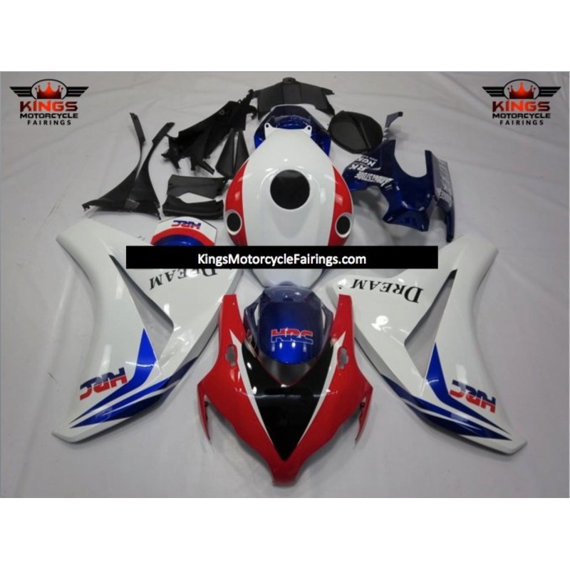 Honda CBR1000RR (2008-2011) White, Red, & Blue HRC Dream Fairings No Seat Cowl No Bolt Kit No Tank