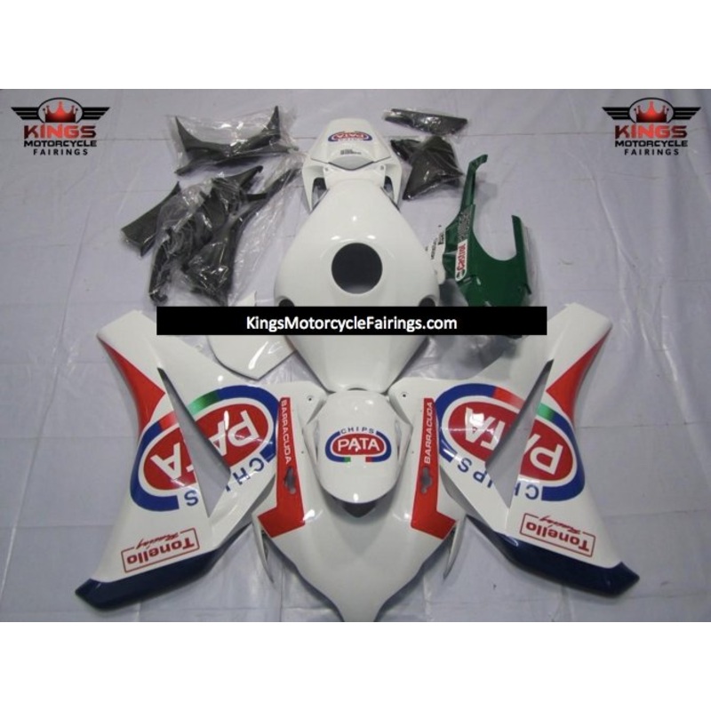 Honda CBR1000RR (2008-2011) White, Red & Blue Pata Fairings No Seat Cowl No Bolt Kit No Tank