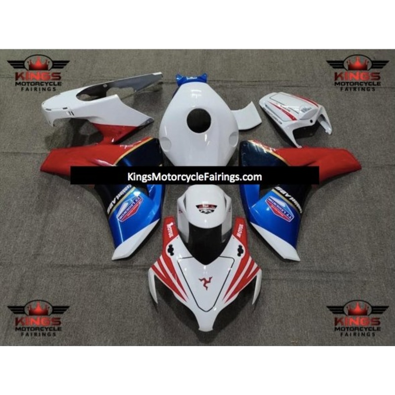 Honda CBR1000RR (2008-2011) White, Red & Blue TT Legends Fairings No Seat Cowl No Bolt Kit No Tank