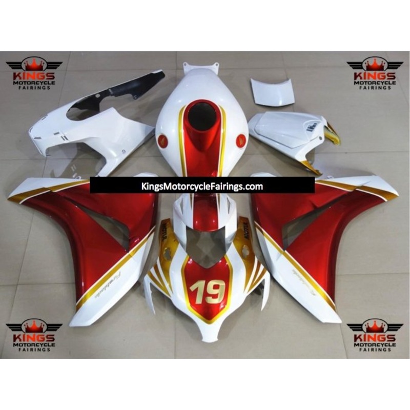 Honda CBR1000RR (2008-2011) White, Red & Gold 19 Fairings No Seat Cowl No Bolt Kit No Tank