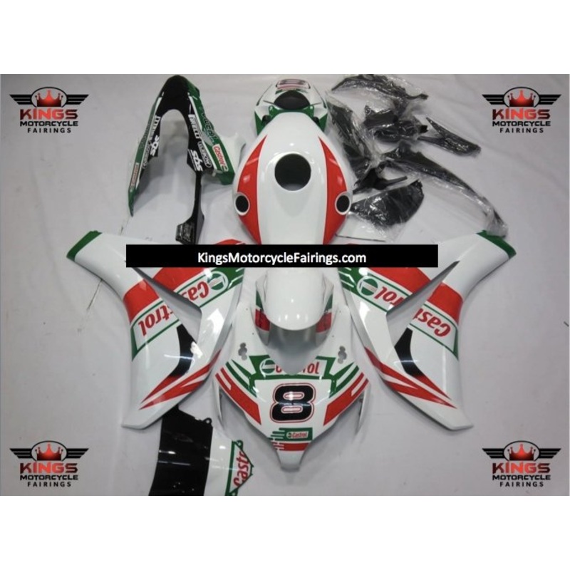 Honda CBR1000RR (2008-2011) White, Red & Green Castrol Fairings No Seat Cowl No Bolt Kit No Tank