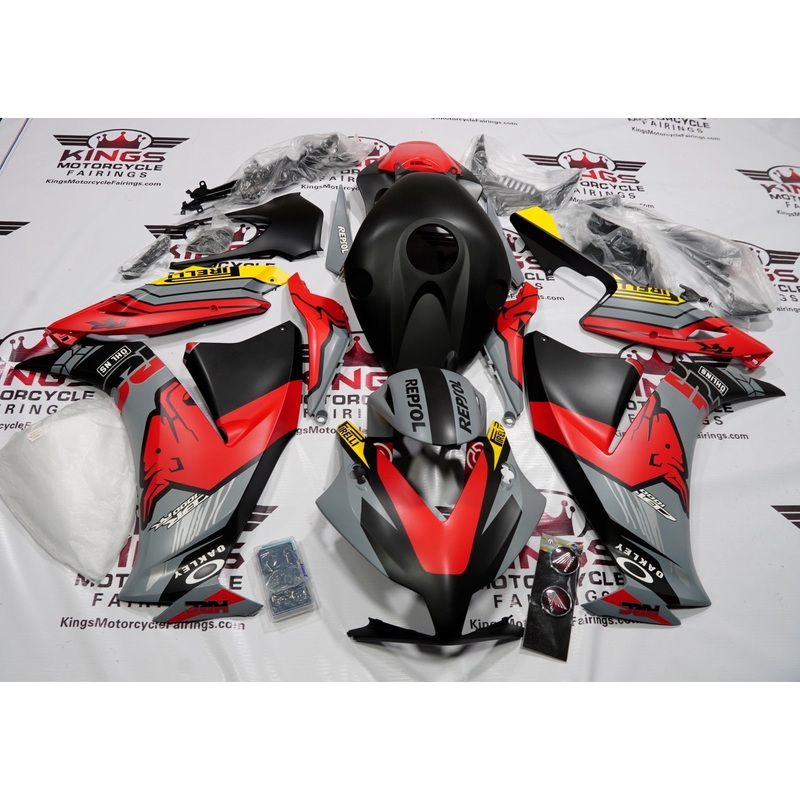 Honda CBR1000RR (2012-2016) Matte Black, Matte Red & Matte Gray Bull Fairings No Seat Cowl No Bolt Kit No Tank