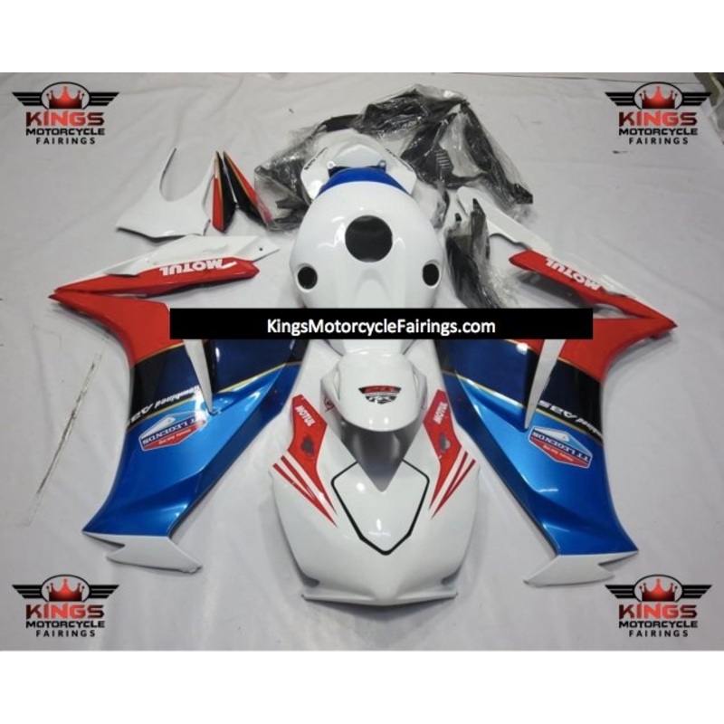 Honda CBR1000RR (2012-2016) White, Blue & Red TT Legends Race Fairings No Seat Cowl No Bolt Kit No Tank