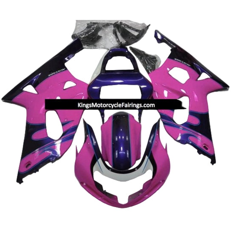 Suzuki GSXR600 (2000-2003) Pink, Purple, Black, White Tribal Fairings No Seat Cowl No Bolt Kit No Tank