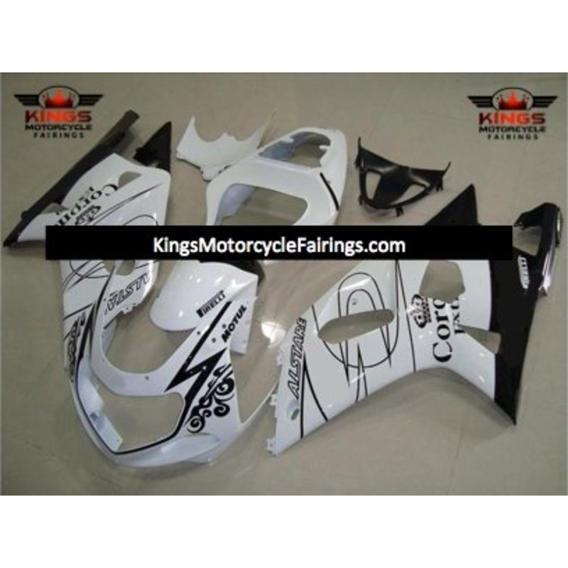 Suzuki GSXR600 (2000-2003) Black & White Corona Fairings No Seat Cowl No Bolt Kit No Tank