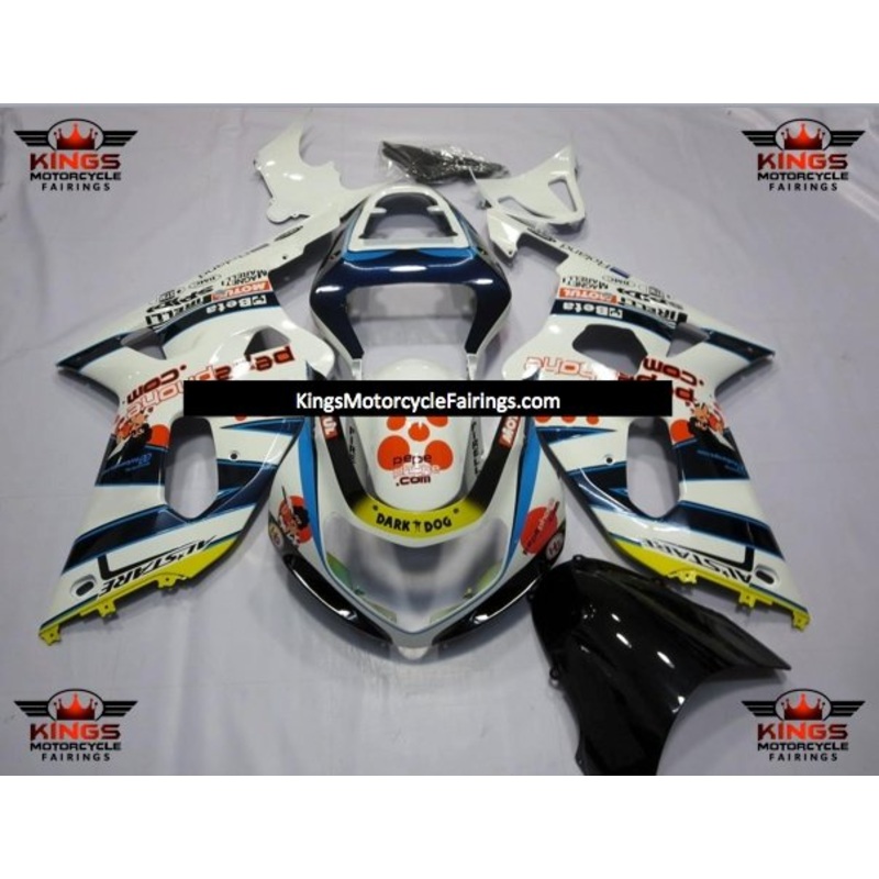 Suzuki GSXR600 (2000-2003) White, Black, Blue, Yellow & Red Fairings No Seat Cowl No Bolt Kit No Tank