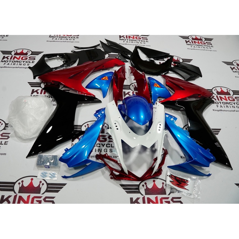 Suzuki GSXR600 (2011-2023) Blue, Black, White, Red Superman Fairings No Seat Cowl No Bolt Kit No Tank