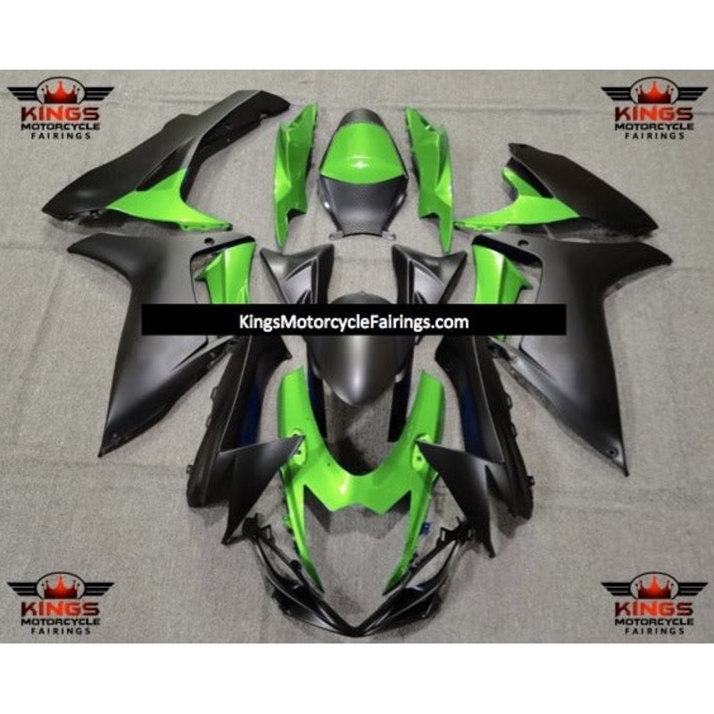 Suzuki GSXR600 (2011-2023) Green, Matte Black Fairings No Seat Cowl No Bolt Kit No Tank