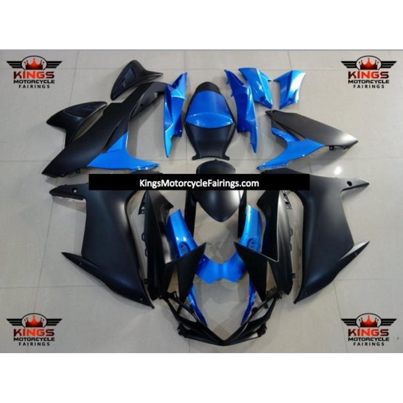 Suzuki GSXR600 (2011-2023) Matte Black, Blue Fairings No Seat Cowl No Bolt Kit No Tank
