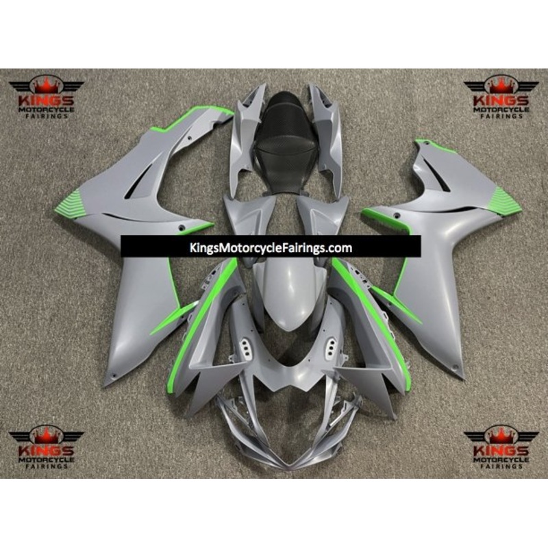 Suzuki GSXR600 (2011-2023) Matte Nardo Gray, Green Fairings No Seat Cowl No Bolt Kit No Tank