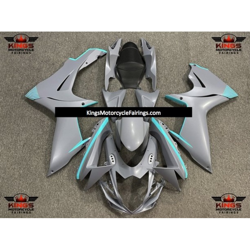 Suzuki GSXR600 (2011-2023) Matte Nardo Gray, Turquoise Blue Fairings No Seat Cowl No Bolt Kit No Tank