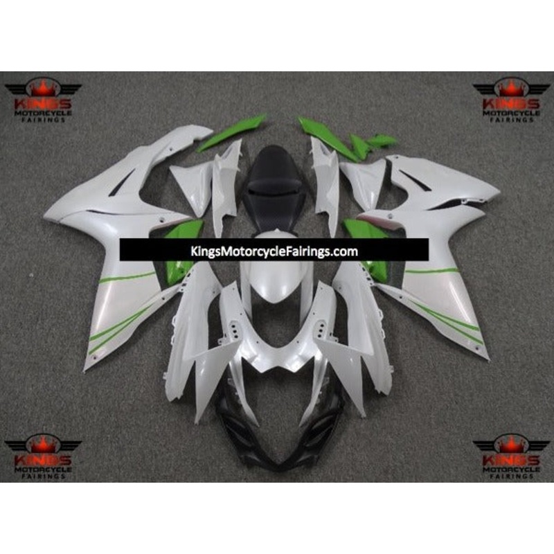 Suzuki GSXR600 (2011-2023) Pearl White, Green Fairings No Seat Cowl No Bolt Kit No Tank