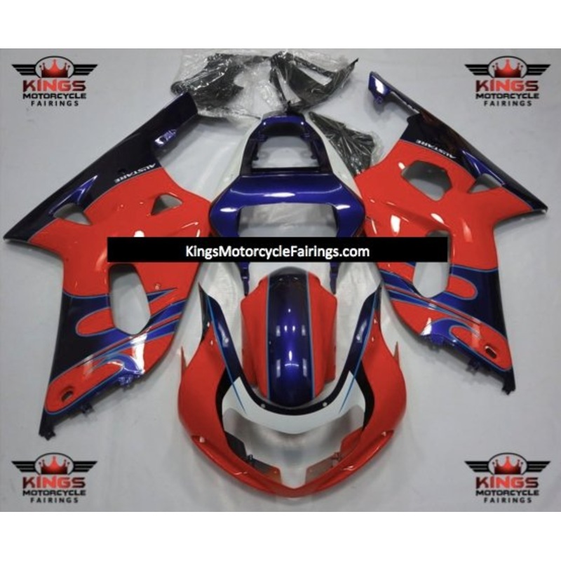 Suzuki GSXR750 (2000-2003) Red, Purple, White & Black Tribal Fairings No Seat Cowl No Bolt Kit No Tank