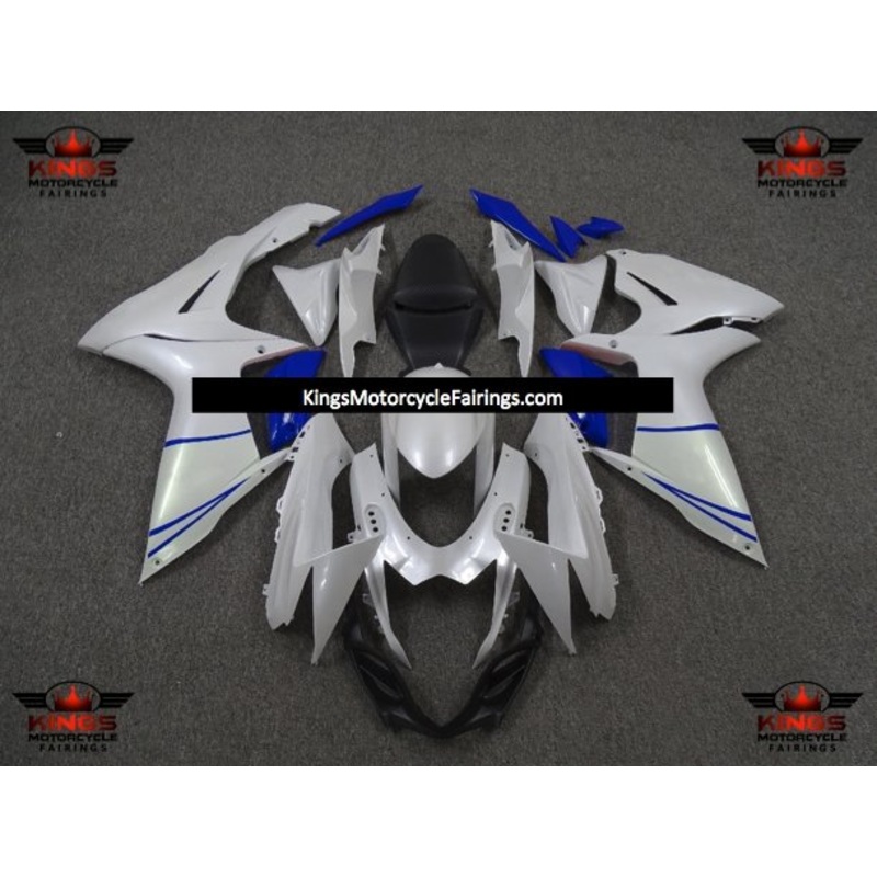 Suzuki GSXR750 (2011-2023) Pearl White, Blue Fairings No Seat Cowl No Bolt Kit No Tank