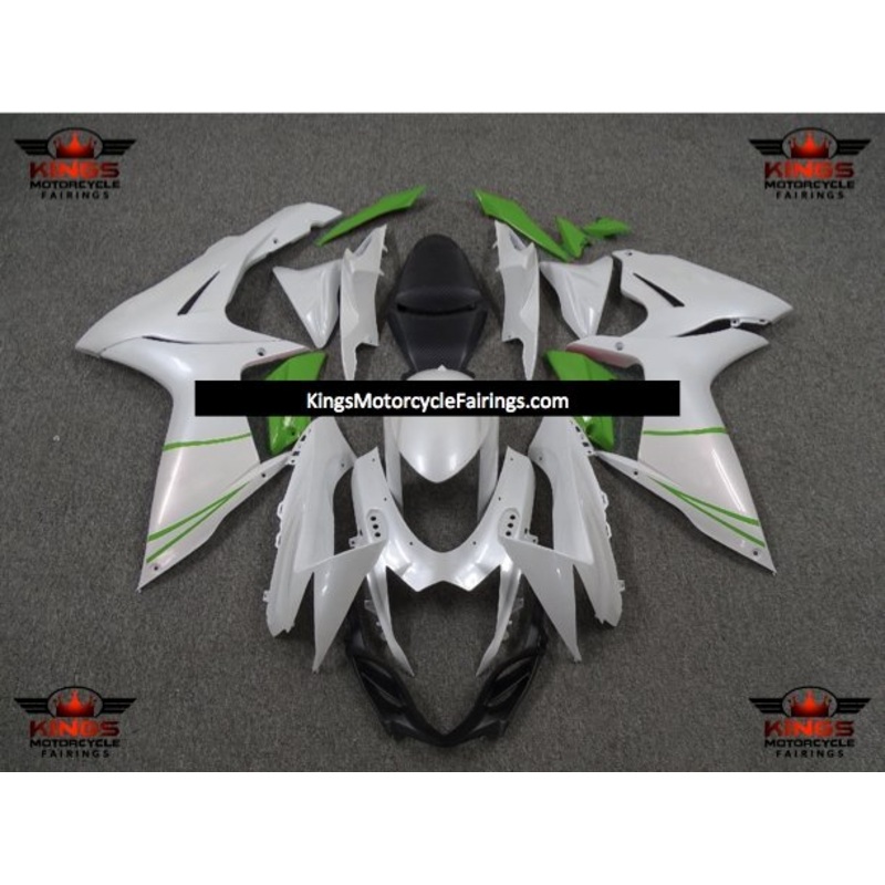 Suzuki GSXR750 (2011-2023) Pearl White, Green Fairings No Seat Cowl No Bolt Kit No Tank
