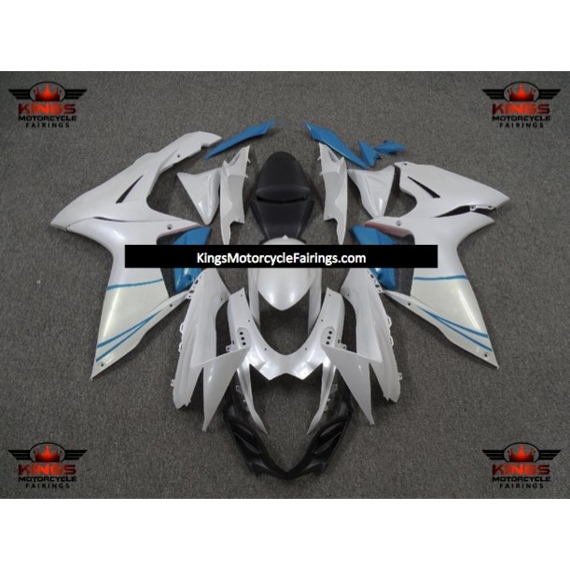 Suzuki GSXR750 (2011-2023) Pearl White, Light Blue Fairings No Seat Cowl No Bolt Kit No Tank