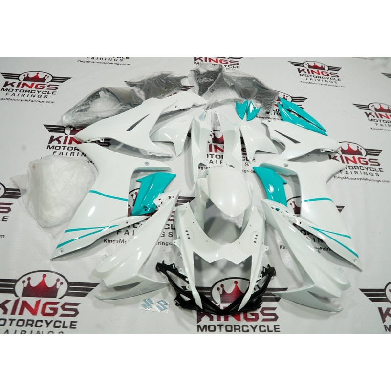 Suzuki GSXR750 (2011-2023) Pearl White, Mint Green Fairings No Seat Cowl No Bolt Kit No Tank
