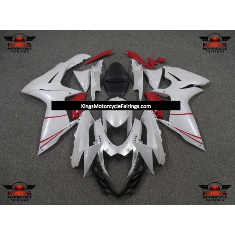 Suzuki GSXR750 (2011-2023) Pearl White, Red Fairings No Seat Cowl No Bolt Kit No Tank