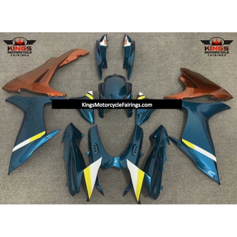 Suzuki GSXR750 (2011-2023) Teal Blue, Orange, White, Yellow Fairings No Seat Cowl No Bolt Kit No Tank