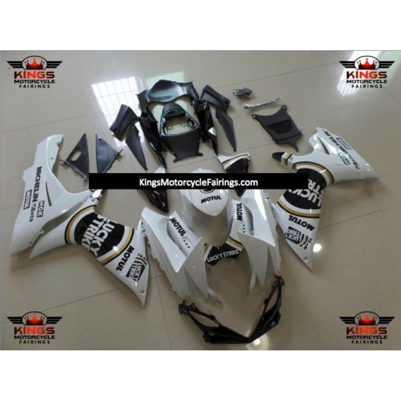 Suzuki GSXR750 (2011-2023) White, Black, Gold Lucky Strike Fairings No Seat Cowl No Bolt Kit No Tank