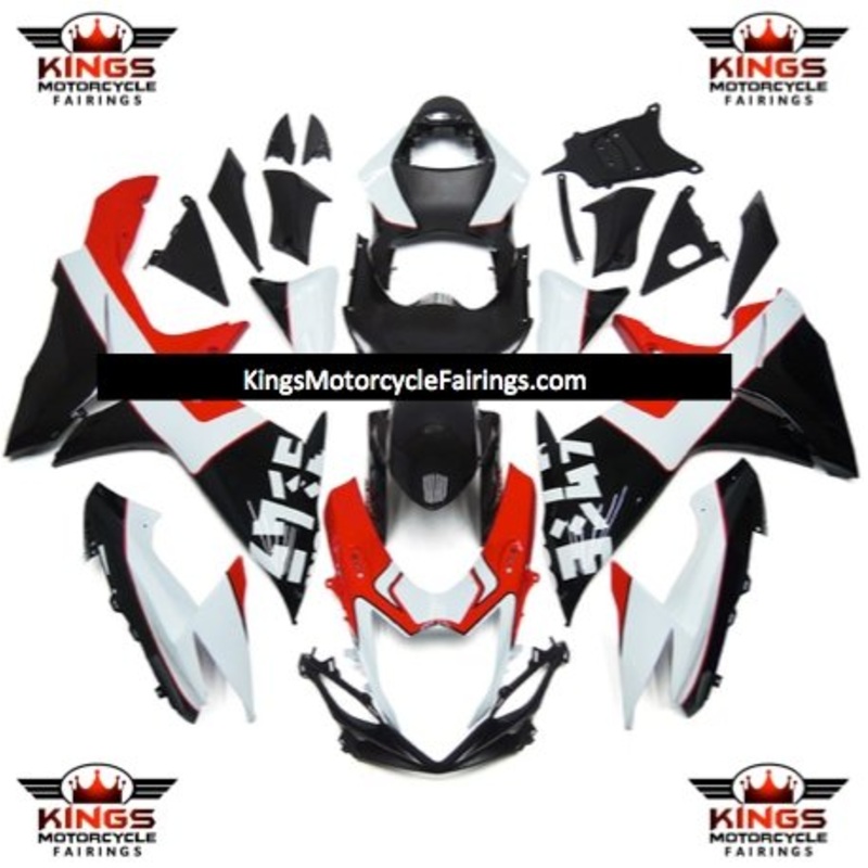 Suzuki GSXR750 (2011-2023) White, Black, Red Fairings No Seat Cowl No Bolt Kit No Tank