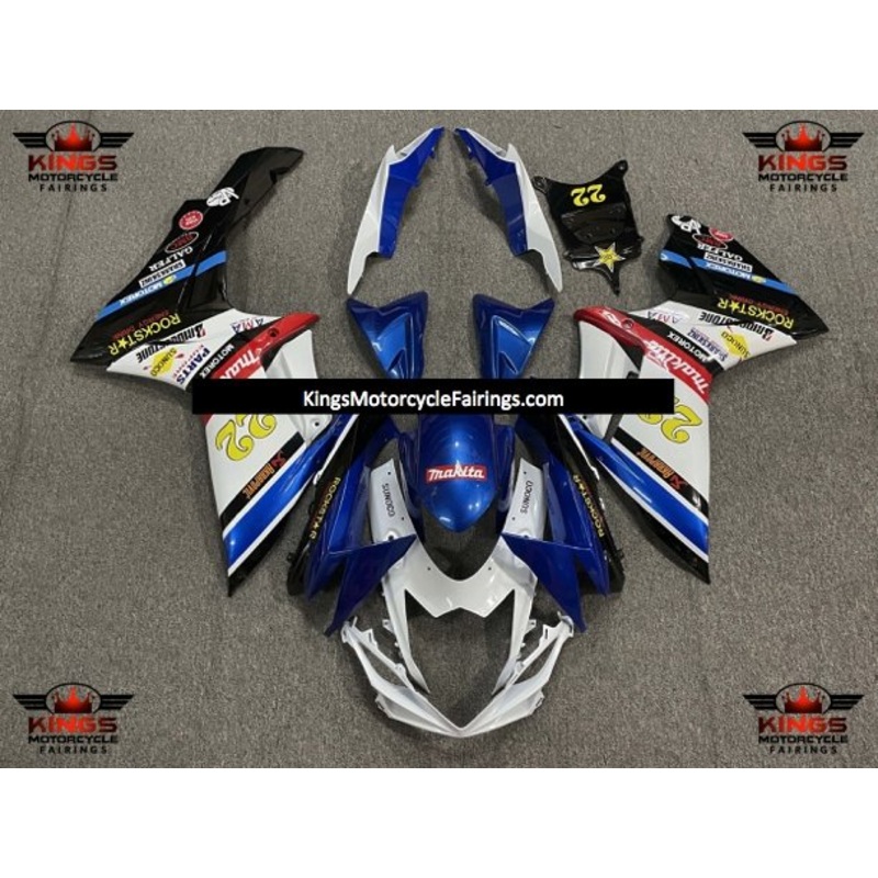 Suzuki GSXR750 (2011-2023) White, Blue, Black Rockstar Fairings No Seat Cowl No Bolt Kit No Tank