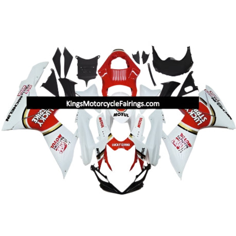 Suzuki GSXR750 (2011-2023) White, Red, Gold Lucky Strike Fairings No Seat Cowl No Bolt Kit No Tank
